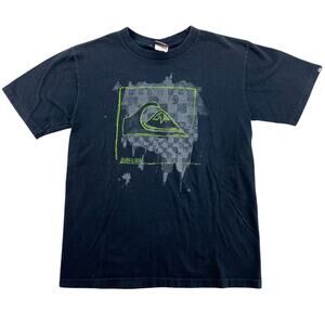 Vintage Quiksilver Youth XL Graphic T-Shirt Black Surf Skate Y2K